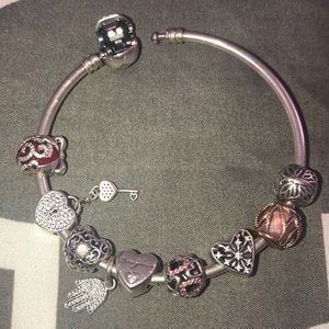 Pandora Bracelet with Silver & Rose Gold Charms